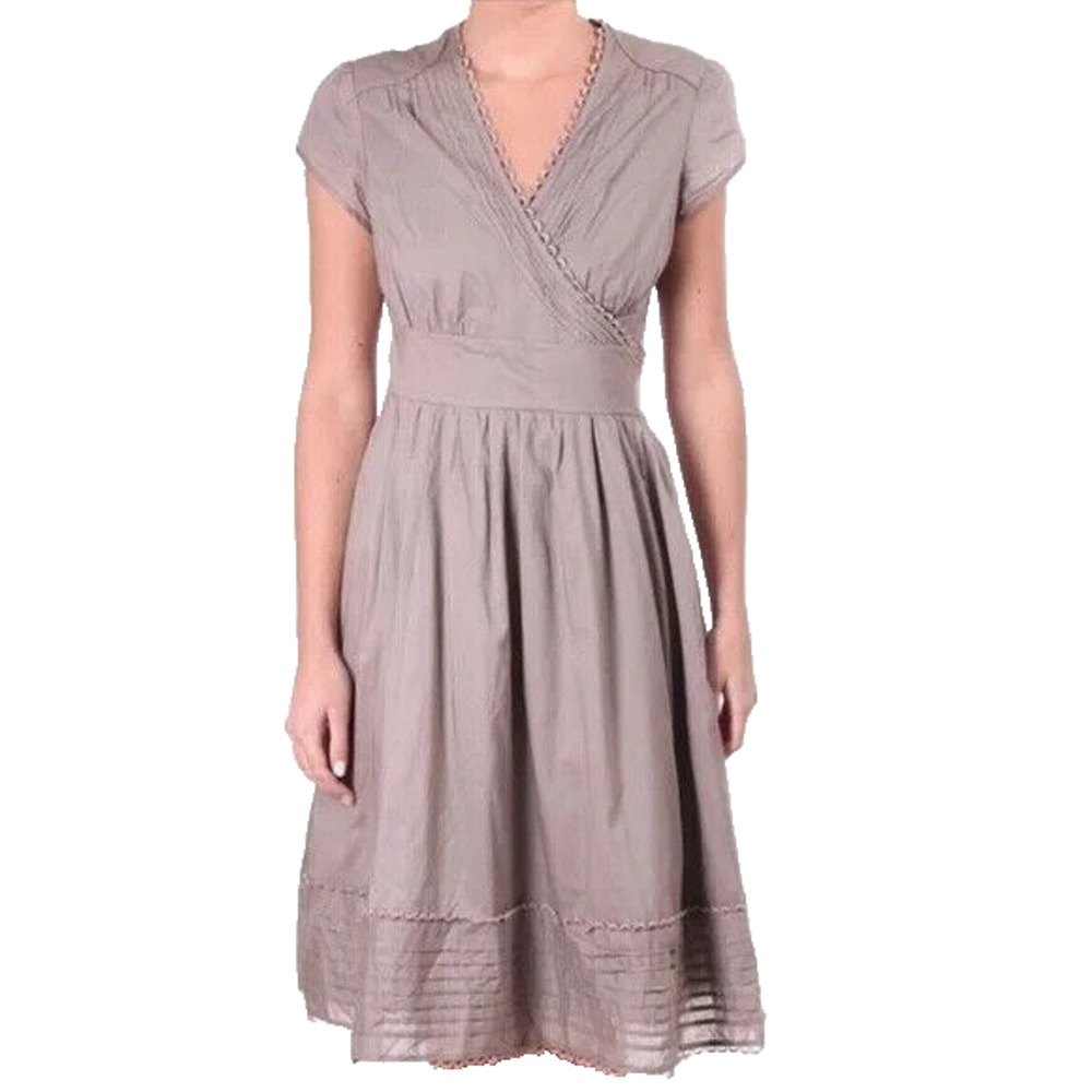 Ted Baker Kissa Embroidered Wrap Dress Knee Length Taupe Cap Sleeve 1 2 …